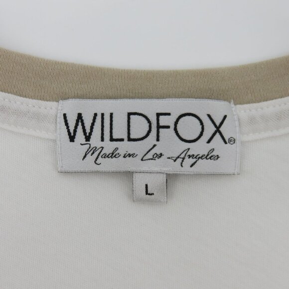 Wildfox Women Large Tourista Short Sleeve Boxy T Shirt Top White Beige Sheer - Picture 6 of 10
